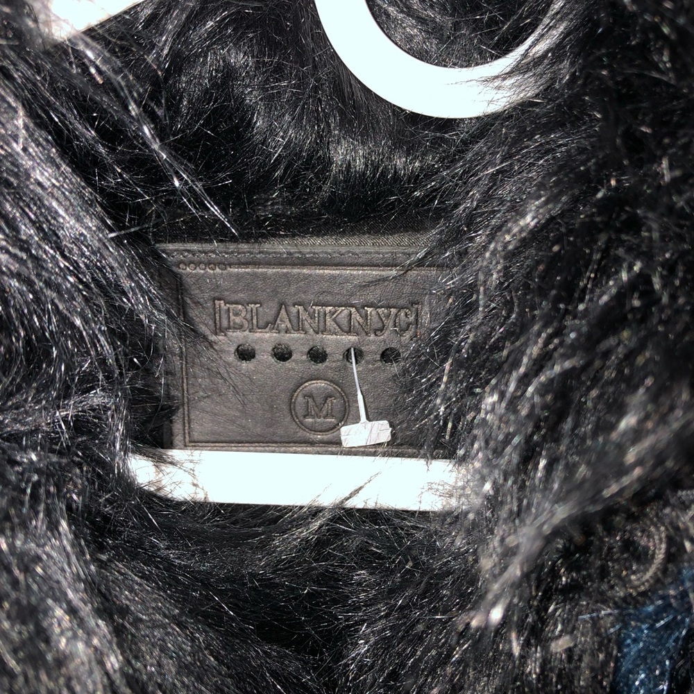 Blank NYC Black and Navy Faux Fur Vest - Picture 4 of 5